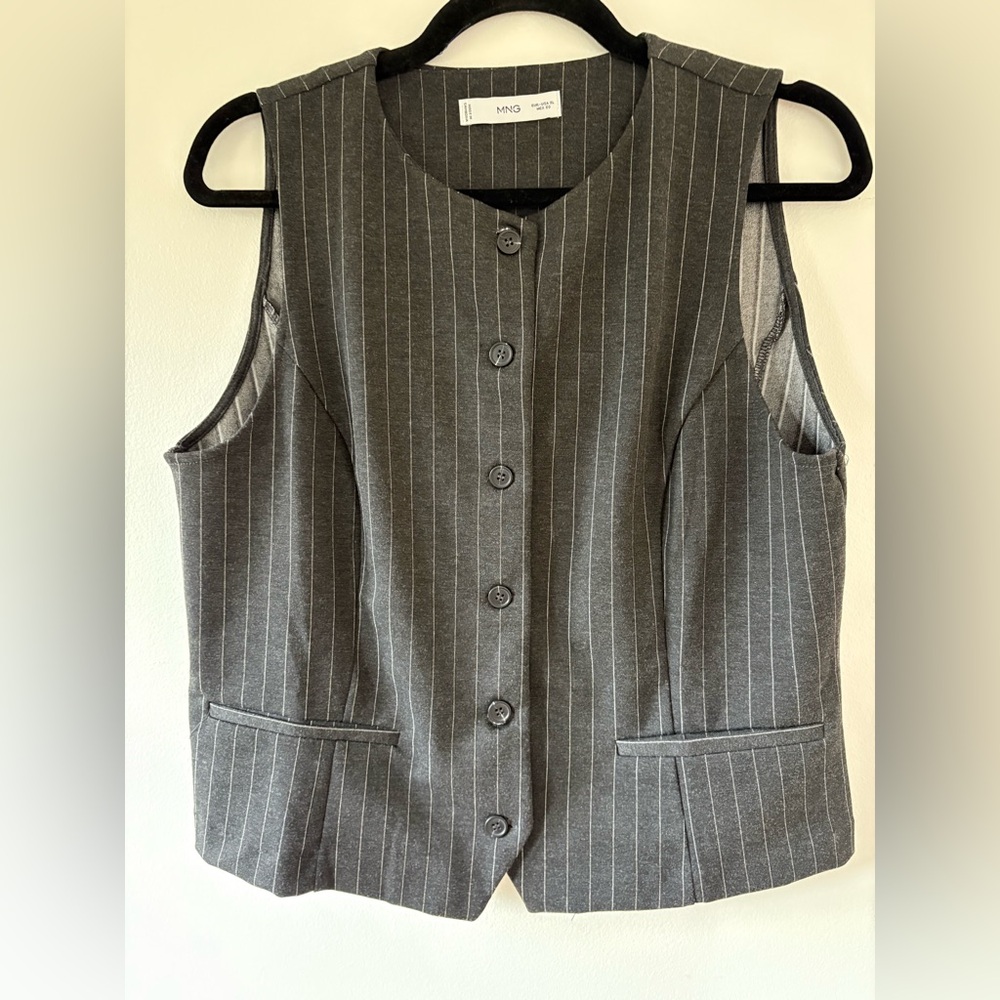Mango Women's Charcoal Pinstripe Vest